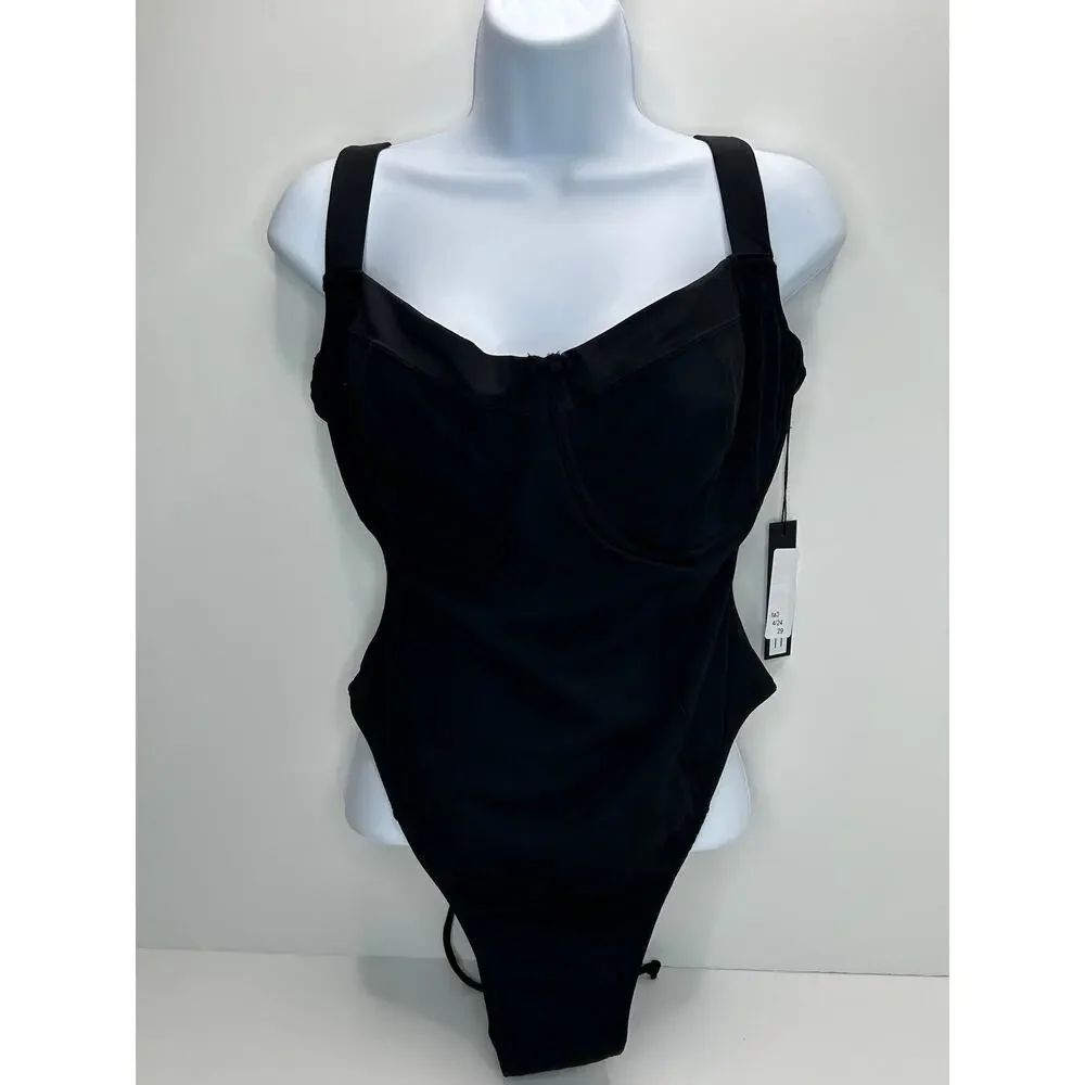 TA3 Hi Cut Lifty Sculpting Corset 1 Pc Swimsuit Black Women L Reg/Long H/I NWT